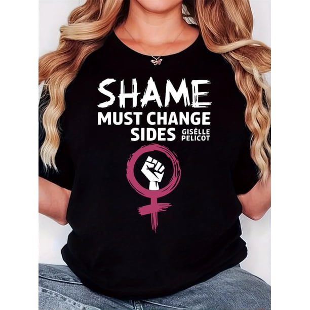 Camiseta básica para mujer verano SuaveWomen'S T-Shirt, "SHAME MUST Be The Girl Symbol Fist Cross" Print, Retro Minimalist Fashion, Round Neck, Casual Comfort, Sports Short Sleeve T-ShirtFather's Da