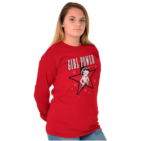 Betty Boop Girl Power Adorable Women's Long Sleeve T Shirt Brisco Brands S