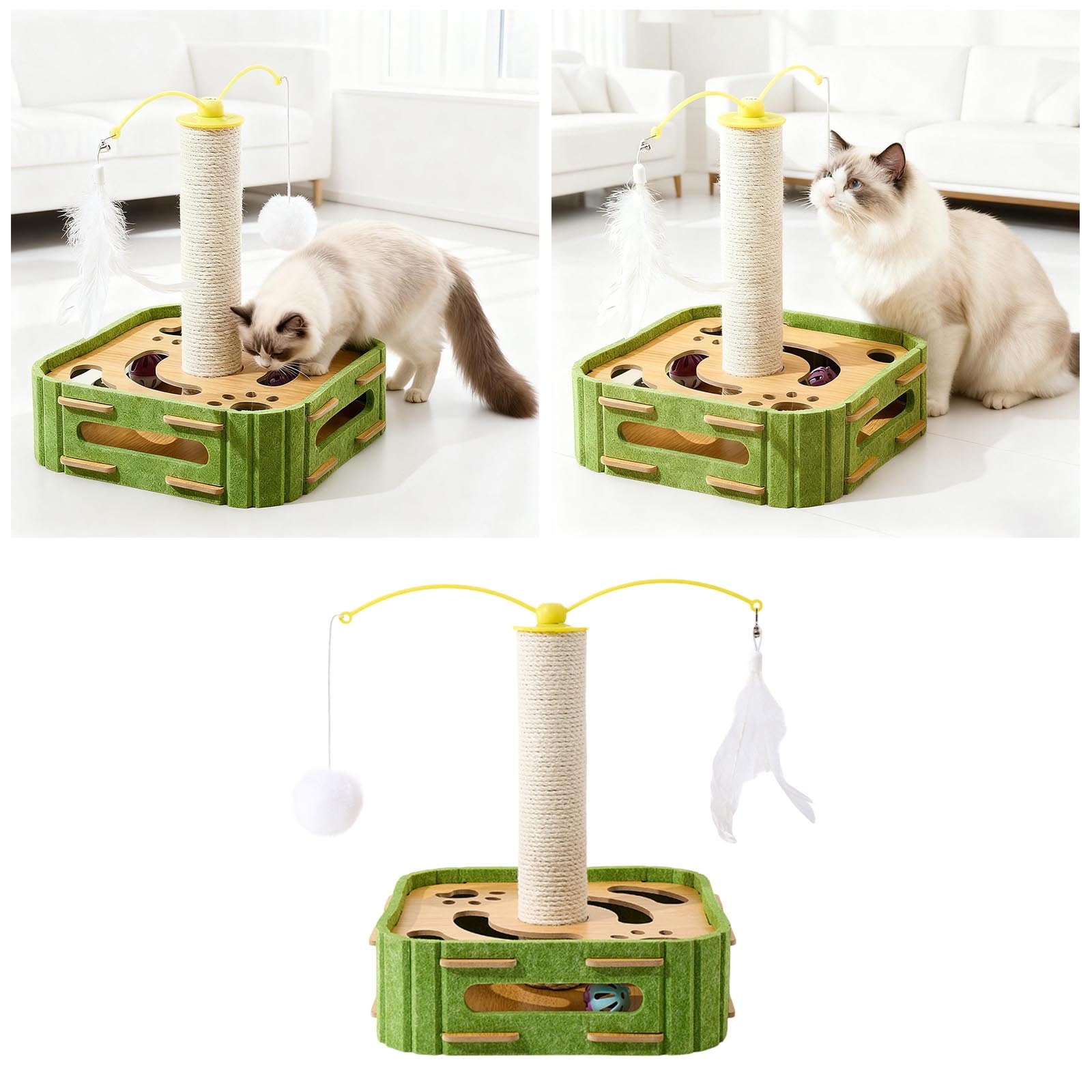 Interactive Cat Toy with Sisal Catching Game for Indoor Play and Family
