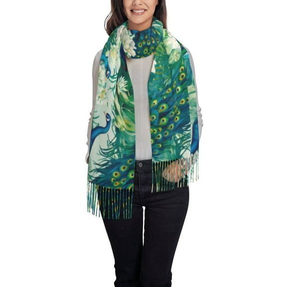 Kdxio Peacock And Flowers Women's Scarf Womens Winter Scarf, Fashion Scarfs for Women, Shawls and Wraps, Long Blanket Scarf