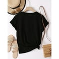 thumbnail image 2 of Rose Print Crew Neck T-Shirt, Casual Short Sleeve T-Shirt For Spring & Summer, Women's Clothing, 2 of 5