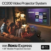 HP CC200 FHD LCD LED Projector with Roku Express Streaming Player and 84 Mobile Projection Screen