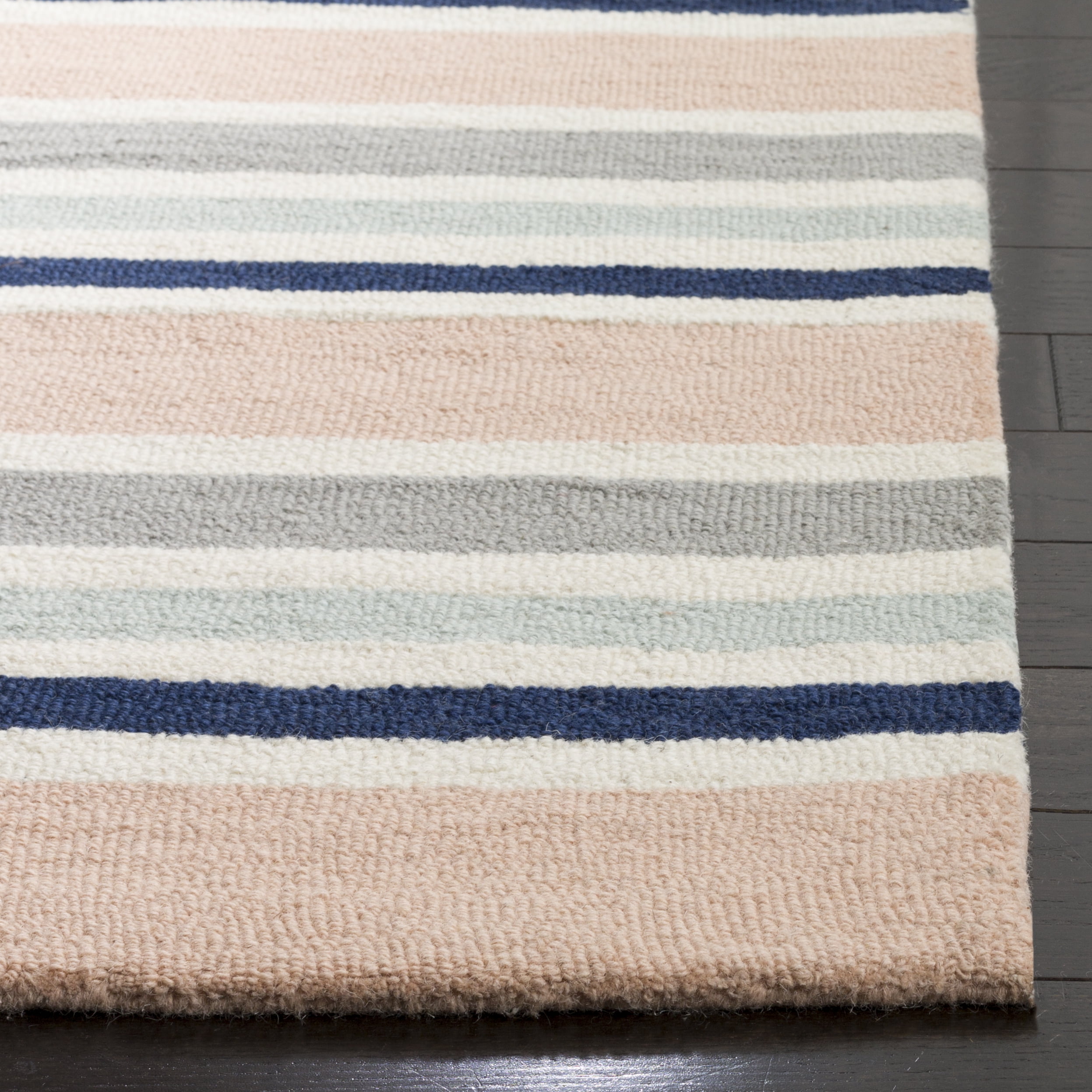 SAFAVIEH Kids Multi Striped Wool Area Rug, Ivory/Multi, 6' x 9'