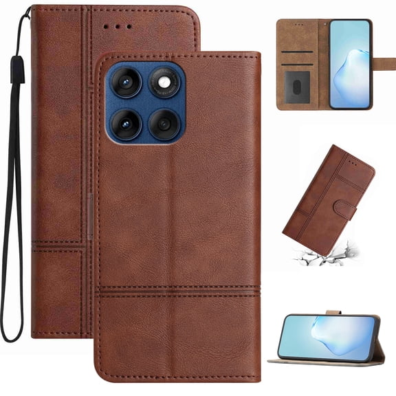 Wallet Case for Motorola Moto G Power 5G 2024 with Credit Card Holder, Flip Stand, Magnetic Clasp, Folio PU Leather Phone Cover, Shockproof Full Body Case for Motorola Moto G Power 5G 2024, Coffee