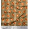 thumbnail image 1 of Soimoi Brown Georgette Viscose Fabric Stripe,Fire Ring & Lion Cartoon Printed Fabric 1 Yard 42 Inch Wide, 1 of 1