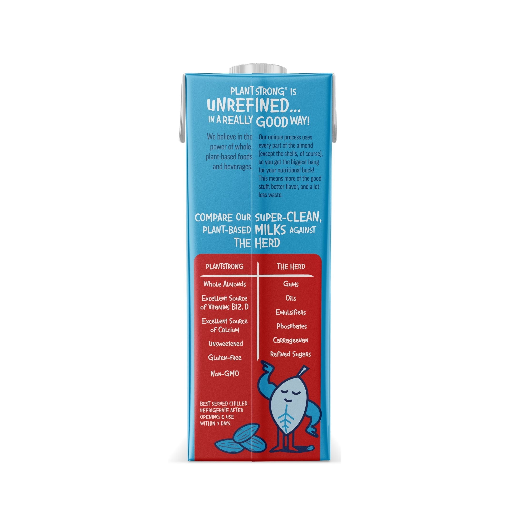 (6 pack) PLANTSTRONG Unsweetened Almond Milk - Whole Fortified Plant Milk - Shelf Stable