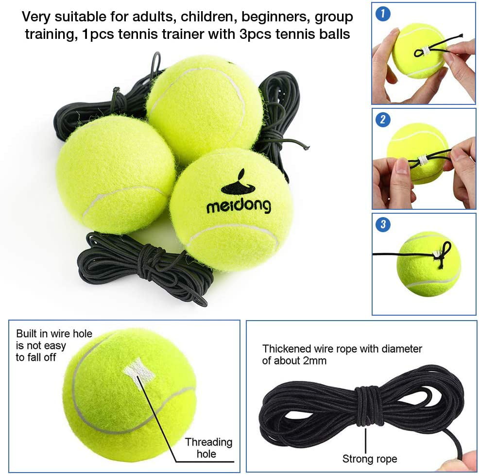 Tennis Trainer Rebound Ball Training Tool3 Elastic String BallsUSA Seller 