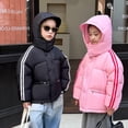 thumbnail image 5 of Qudderr 3-12 Years Girls Boys down Jacket Fall Winter Lightweight Puffer Jacket Coat Hooded Two Bars Winter Warm Outerwear Thickening Snowsuit, 5 of 9