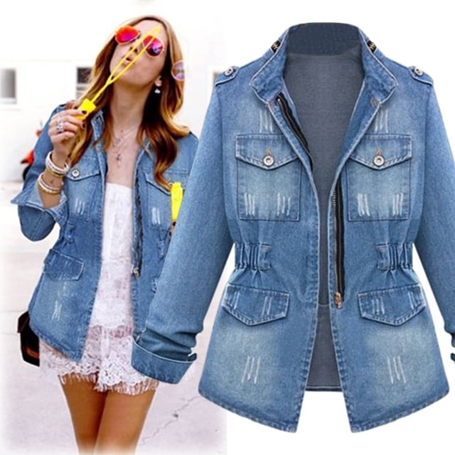 Veste en Denim Oversize à Chaîne pour Femmes et Dames, Grande Taille, Décontractée, avec Poches