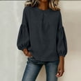 thumbnail image 4 of SDNall Women's 3/4 Sleeve Round Neck Loose Pullover Top, Casual Solid Color Blouse for Women, Ideal for Daily Wear and Home Use, 4 of 6