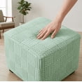 thumbnail image 3 of ZEaink 35x35in Square Ottoman Cover Slipcover, Elastic Bottom Storage Ottoman Footstool Protector (Green, 90x90cm), 3 of 6