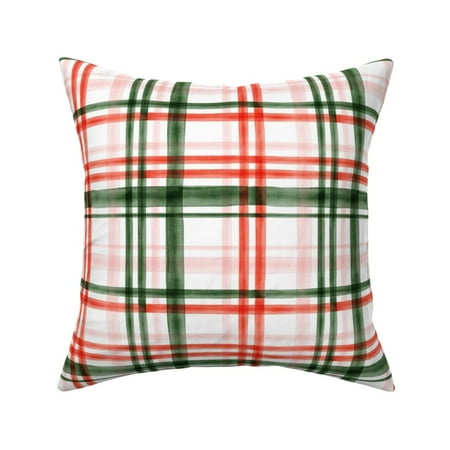 Red And Green Plaid Pink Baby Throw Pillow Cover W Optional Insert