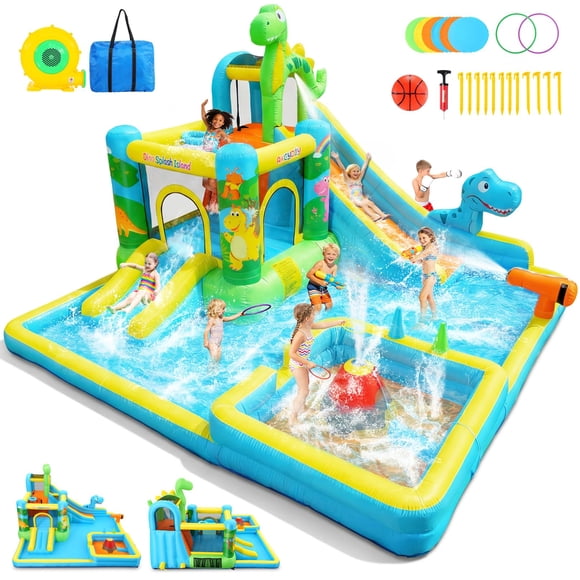 Inflatable Water Slide AKEYDIY Dinosaur 13-in-1 400x392cm