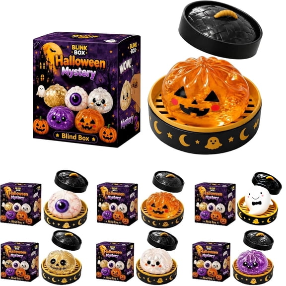 Halloween Spooky Ghost Dumpling, Dumplings Squish with Steamer Stress Balls Stress Relief Fidget Sensory for Holiday & Birthday Gifts
