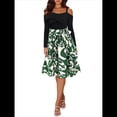thumbnail image 3 of Vestido Floral de Corte A, Larga, Hombros Descubiertos y Corte Entallado para Mujer, y Otoño Verde S, 3 of 10
