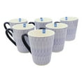 thumbnail image 3 of Set of 6 Eleanor Blue And White Linear Patterns Contemporary Porcelain Mugs 10oz, 3 of 5