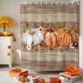 thumbnail image 3 of Shower Curtain 48"W x 72"L Thanksgiving Pumpkins Brown Wood Grain Fabric Shower Curtains Set with Hooks Water Repellent Bathroom Curtains Machine Washable Bathroom Accessories, 3 of 6