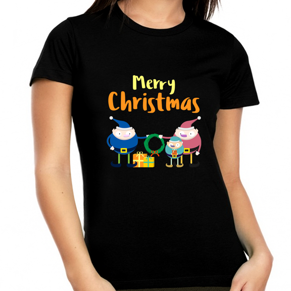 Cute Elfs Funny Plus Size Christmas Shirts for Women Plus Size Christmas Tshirts Womens Christmas Shirt