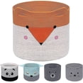 thumbnail image 1 of Cesta de lavandería plegable de cuerda de algodón para ropa, decoración de habitación. Cesta de lavandería con adorables animales, cesta de regalo para gato, perro (zorro naranja), 1 of 4