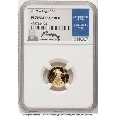 2019-W $5 Modern Coin NGC MS70   One-Tenth Ounce Gold Eagle - HAT522200044