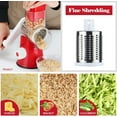 thumbnail image 4 of Rotary Cheese Grater Hand Crank, Kitchen Shredder Speed Mandolin Slicer Nuts Grinder with Handle and Drum Blades for Cheese, Vegetable, Walnuts, Chocolate, Potato, Carrot, 3 Blades, White, 4 of 9