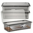 Frcolor 3 Pcs Flatware Plastic Trays with Lid Cutlery Organizer