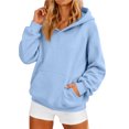 thumbnail image 2 of Oversized Hoodies for Women Plain Fleece Long Sleeve Sweatshirt Casual Basic Pullover Fall Winter Clothes Light Blue 2XL, 2 of 6