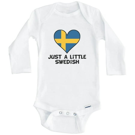 

Just A Little Swedish Baby Bodysuit - Funny Sweden Flag Baby Bodysuit (Long Sleeve) 0-3 Months White