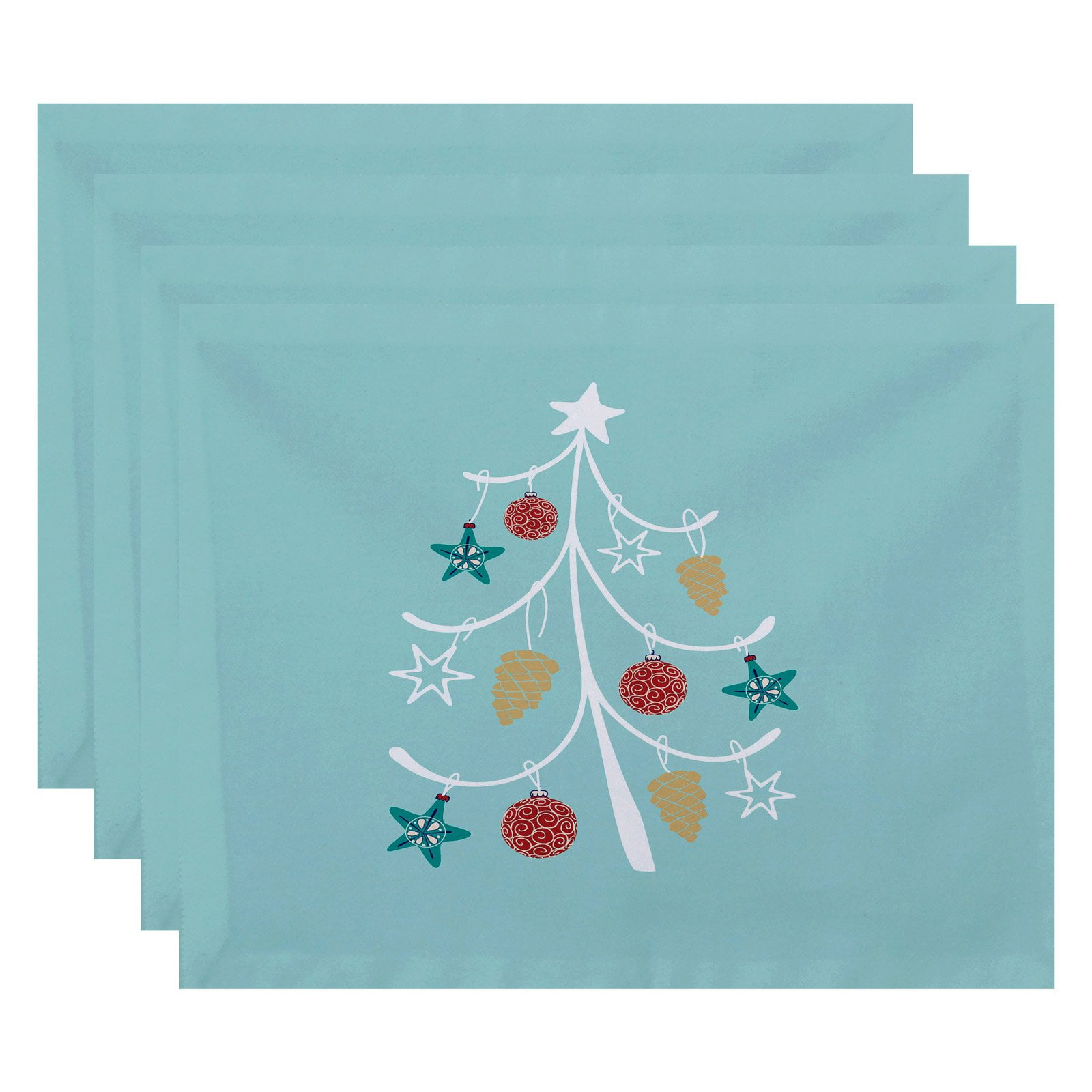 Simply Daisy 18" x 14" Pinecone Tree Geometric Print Placemats, Set of 4