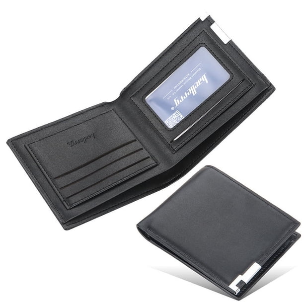 Cartera corta de hierro para hombre, billetera ultrafina para jóvenes, cartera horizontal para tarjetas
