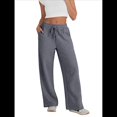 thumbnail image 1 of Pantalones Deportivos de Pierna para Mujer, de Cintura Alta, Holgados, con Cordón y Bolsillos Gris Oscuro M, 1 of 8