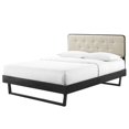 thumbnail image 1 of Platform Bed Frame, Twin Size, Wood, Black Beige, Modern Contemporary Urban Design, Bedroom Master Guest Suite, 1 of 10