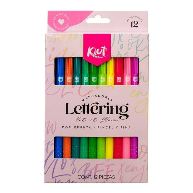 Marcadores Norma Lettering Doble Punta: Pincel y Fina Multicolor 12 Piezas