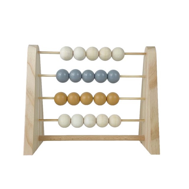 Wood Abacus Toy Beads Counting Playthings Simple Design Early Education Math Learning Toys Educational Prop Home Decoration Gray yellow
