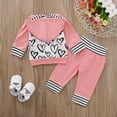 thumbnail image 4 of NZRVAWS Baby Girls Outfits Long Sleeve Heart Print Splice Hoodie Top +Elastic Pants 2Pcs Clothes Set 12-18 Months,Pink, 4 of 7