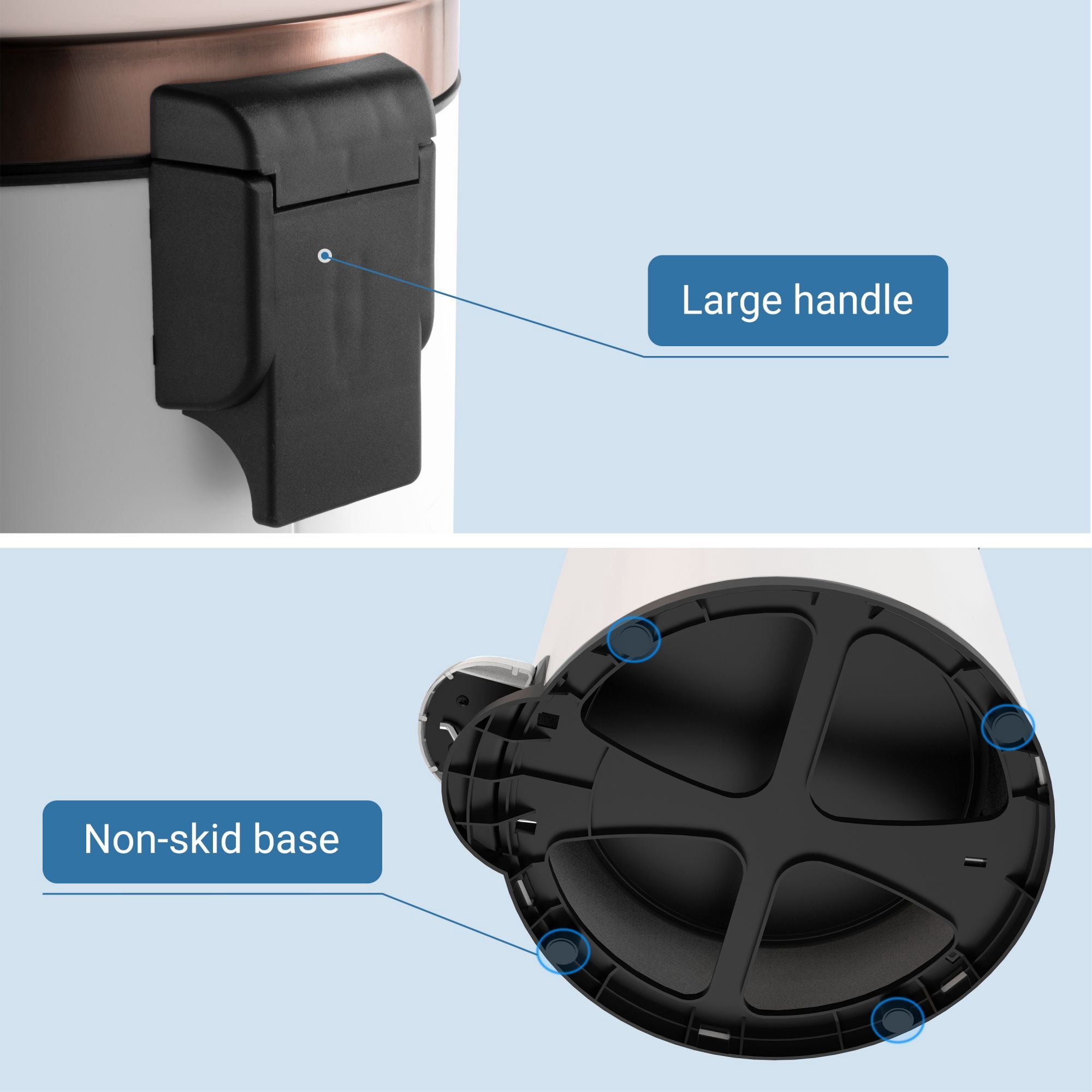 Innovaze 8 Gal. White Metal Round Shape Step-on Kitchen Trash Can with Diamond Body Design. Carbon Steel  White