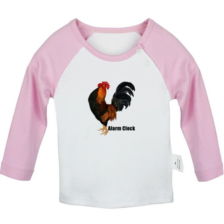 

Alarm Clock Funny T shirt For Baby Newborn Babies Animal Cock T-shirts Infant Tops 0-24M Kids Graphic Tees Clothing (Long Pink Raglan T-shirt 12-18 Months)