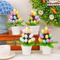 thumbnail image 3 of 4pc Easter Egg Table Tree, Easter Tree Tabletop Decor, 7 inch Colorful Easter Egg Tree Potted Plant Table Centerpiece Decorative for Home Office Easter Party, 3 of 5