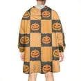 thumbnail image 2 of Wearable Oversized Blanket,Checkered Pumpkin Halloween Pattern Wearable Blanket Hoodie for Adults,Cozy Hooded Blankets with Super Pockets,Super Warm Fuzzy Pullover for Women & Men, 2 of 6
