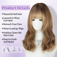 thumbnail image 4 of Light Brown Wig with Bangs for Women, Brown Mixed Blonde Layered Curly Wavy Wigs, Beginner Friendly 4x4 Realistic Scalp, Ombre Brown Highlights Synthetic Wigs for Daily Party Use 18Inch, 4 of 6