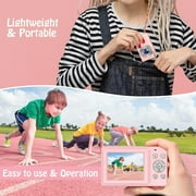 Digital Camera FHD 1080P 44MP Kids Camera Video Camera with 16X Digital Zoom Portable Compact Digital Cameras for Kids Teens Seniors with 32GB Card(Pink)