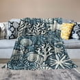 thumbnail image 2 of COMIO Coral Seashell Starfish Throw Blanket Ocean Beach Theme Fuzzy Blanket Blue Decorative Soft Cozy Flannel Blanket for Summer Home Bed Sofa Couch Chair, 2 of 6