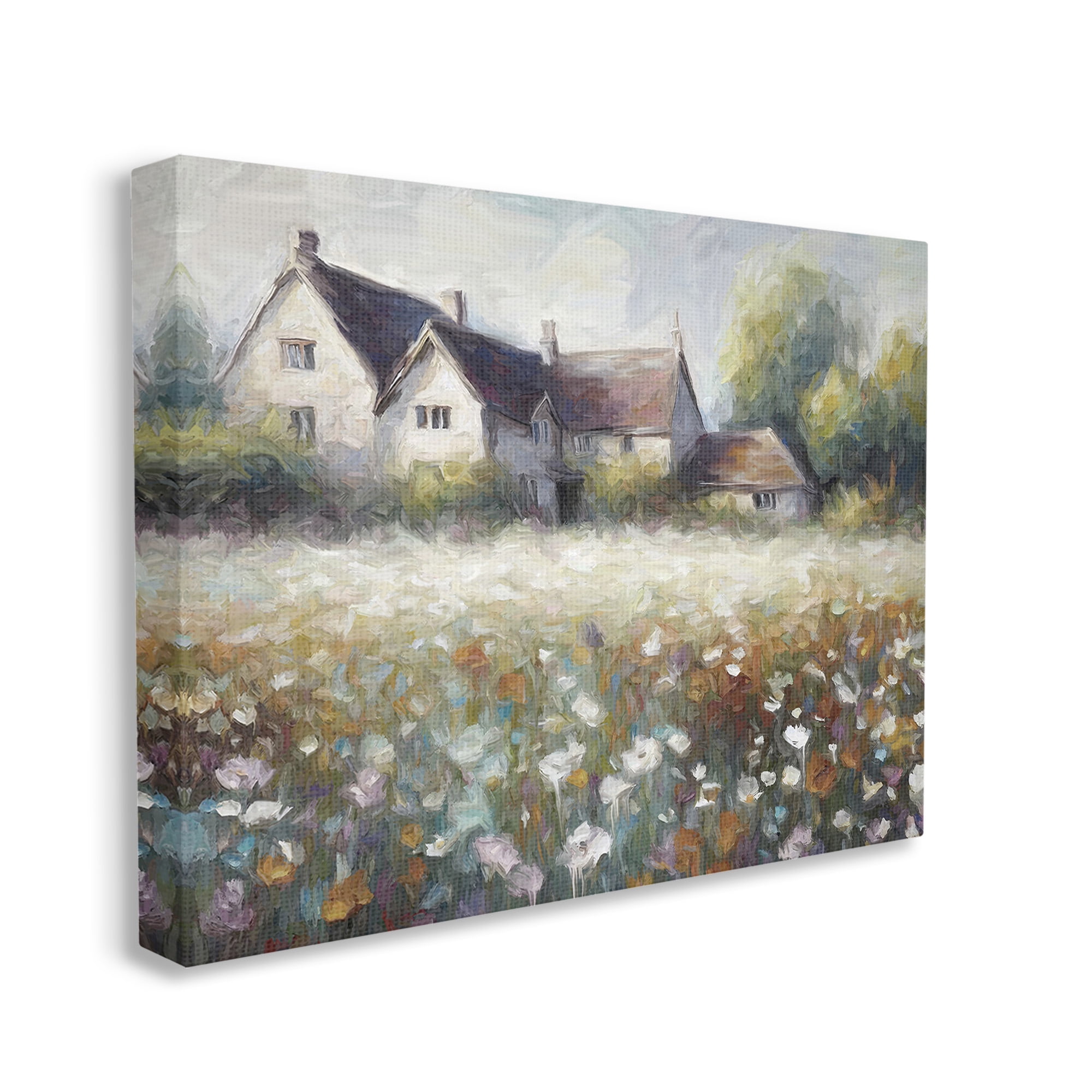 Stupell Industries Traditional Farmhouse Meadow Landscape Painting Gallery Wrapped Canvas Art Print Wall Art, 40 x 30
