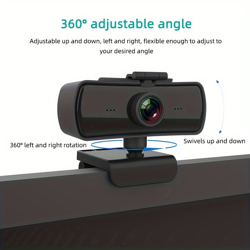 1080P/2K Webcam with Full HD, Built-in Digital Microphone, Plug and Play for Video Conferencing, Online Courses & Live Streaming