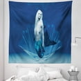 thumbnail image 1 of Dark Blue Tapestry, Realistic Mermaid Queen in Ocean Deep Waters Aquatic Fantasy Design Art, Fabric Wall Hanging Decor for Bedroom Living Room Dorm, 5 Sizes, Blue and White, by Ambesonne, 1 of 1