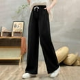 thumbnail image 4 of ClodeEU Women's High Waisted Linen Pants ,Wide Leg Trousers With Pockets,Elastic Waist Pant With Drawstring Black,Womens Plus XL, 4 of 4