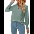 thumbnail image 3 of Camisa Informal de Larga con Cuello en V para Mujer Verde L, 3 of 10