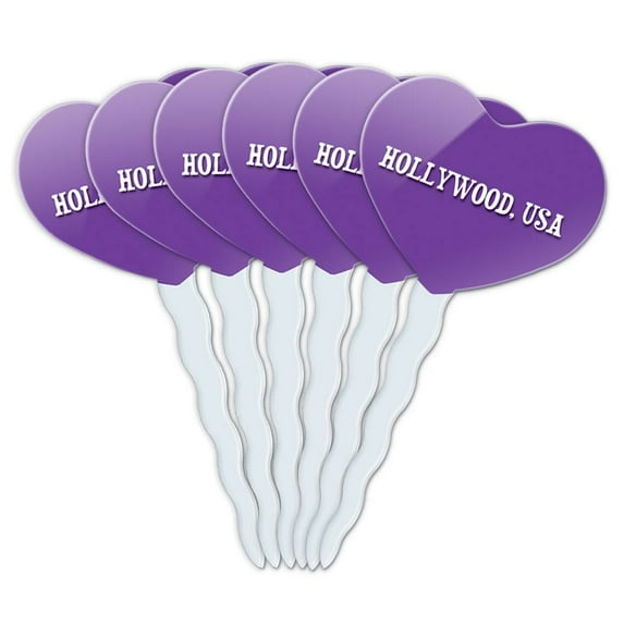 Hollywood USA Heart Love Cupcake Picks Toppers - Set of 6