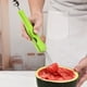 thumbnail image 5 of Cortador y pala de fruta 4 en 1 de acero inoxidable | Aparato de cocina multifunción con sacabolas, cuchillo para trinchar y tenedor | Mango verde | Utensilio portátil para preparar fruta | Juego de, 5 of 9