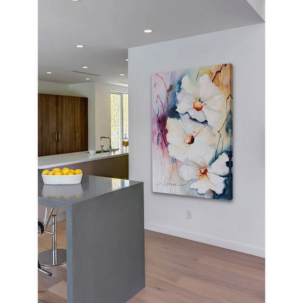 Marmont Hill "White Floral Spread I" Painting Print on Wrapped Canvas